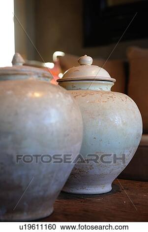 Stock Image - Two earthenware receptacles. Fotosearch