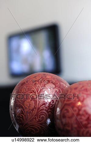 Two red gazing balls View Large Photo Image Stock Image - Two red gazing balls. Fotosearch
