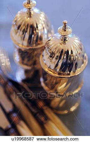 Two silver table bells View Large Photo Image Stock Photo - Two silver table bells. Fotosearch