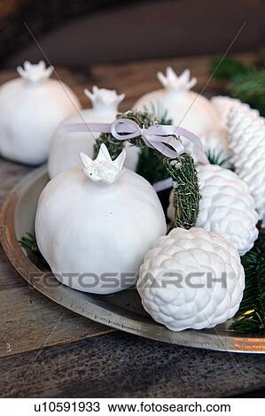 Stock Image - White Christmas decoration. Fotosearch
