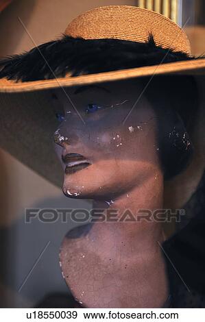 Womans bust with hat View Large Photo Image Stock Photo - Womans bust with hat. Fotosearch