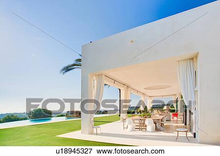 Beautiful terrace in luxury villa, Spain View Large Photo Image Stock Photo - Beautiful terrace in luxury villa, Spain. Fotosearch