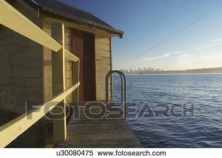Stock Photography - Boat house and sea. Fotosearch
