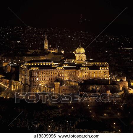 Stock Photograph - Buda Castle at night. Fotosearch
