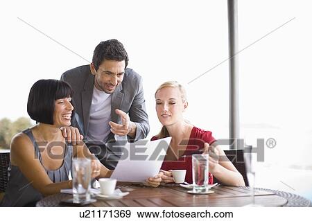 Stock Photo - Business meeting outside. Fotosearch