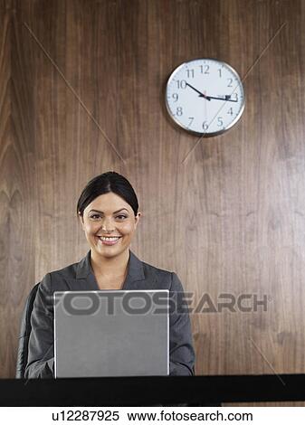 Business woman at desk with computer View Large Photo Image Stock Photography - Business woman at desk with computer. Fotosearch