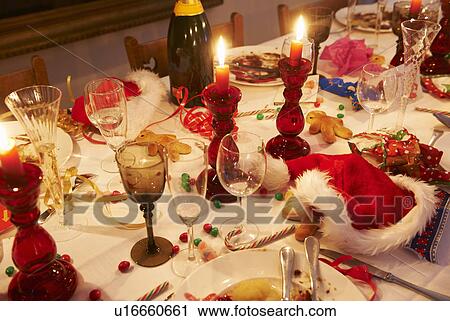 Christmas table set View Large Photo Image Stock Image - Christmas table set. Fotosearch