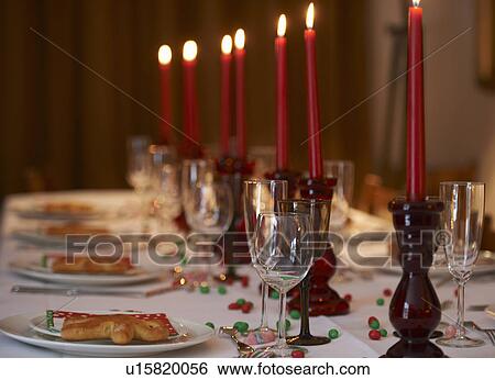 Stock Photograph - Christmas table set. Fotosearch
