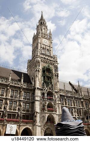 Stock Image - City hall tower on Marienplatz Munich. Fotosearch