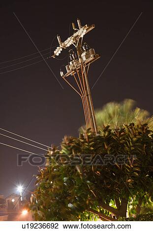 Electricity pylon at night View Large Photo Image Stock Image - Electricity pylon at night. Fotosearch