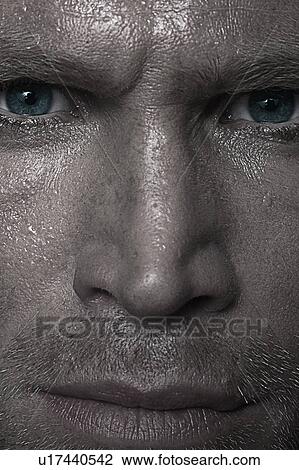 Stock Image - Face of a mad man. Fotosearch