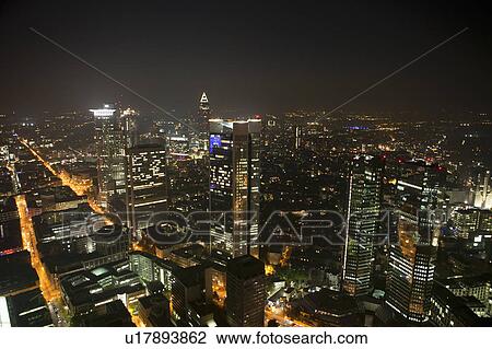 Stock Image - Frankfurt city skyline by night. Fotosearch