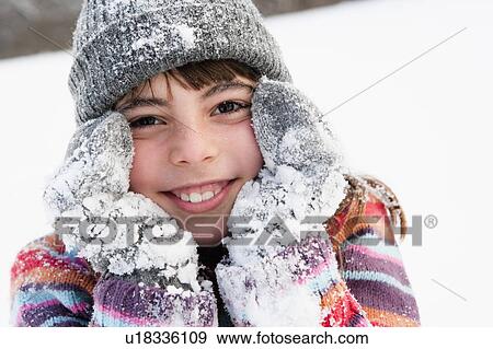 Stock Photo - Girl placing face on her hands. Fotosearch