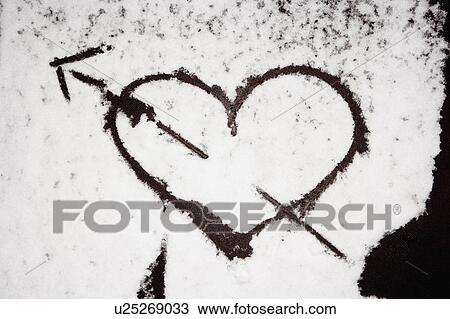 Heart painted in snow View Large Photo Image Stock Image - Heart painted in snow. Fotosearch