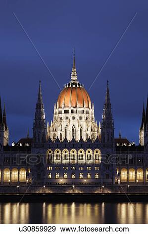 Stock Photo - Hungarian Parliament at night. Fotosearch