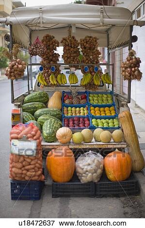 Market stall with fruits and vegetables View Large Photo Image Stock Photo - Market stall with fruits and vegetables. Fotosearch