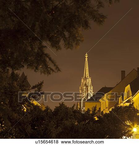 Matthias Church at night View Large Photo Image Stock Photo - Matthias Church at night. Fotosearch