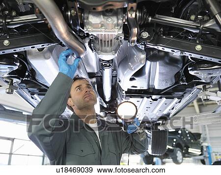 Stock Photo - Mechanic working under car. Fotosearch