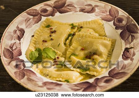 Stock Photo - Mushroom ravioli. Fotosearch
