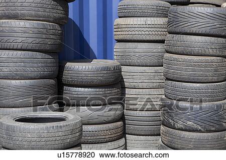 Packs of old, used tires View Large Photo Image Stock Image - Packs of old, used tires. Fotosearch