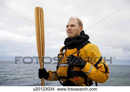 Picture - Portrait of kayker. Fotosearch