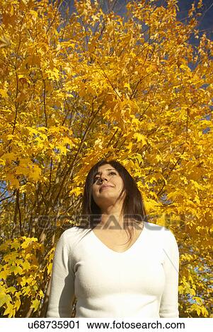 Portrait of woman in autumn View Large Photo Image Stock Image - Portrait of woman in autumn. Fotosearch