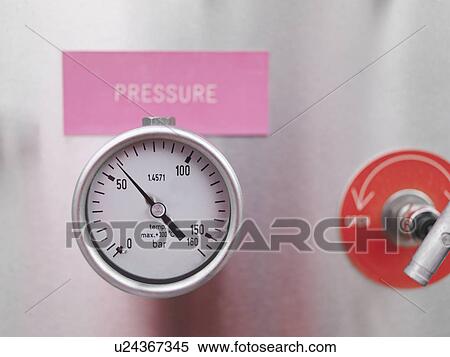 Stock Photography - Pressure gauge at gas storage plant. Fotosearch