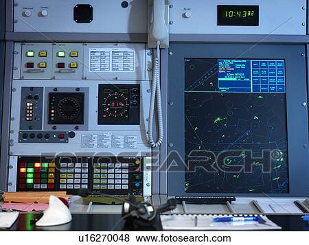 Stock Photo - Radar desk in control room. Fotosearch