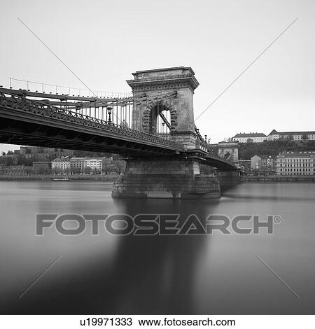 Stock Image - Szechenyi Chain Bridge and Danube. Fotosearch