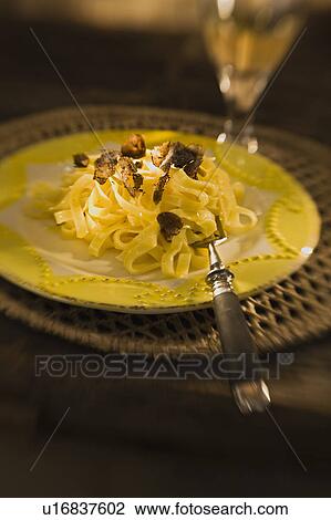 Tagliatelle with truffles View Large Photo Image Stock Image - Tagliatelle with truffles. Fotosearch