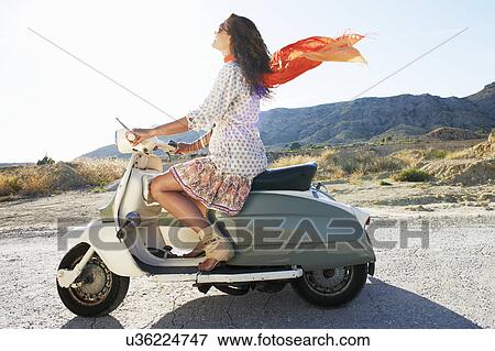 Woman with motorbike and sidecar View Large Photo Image Stock Photo - Woman with motorbike and sidecar. Fotosearch