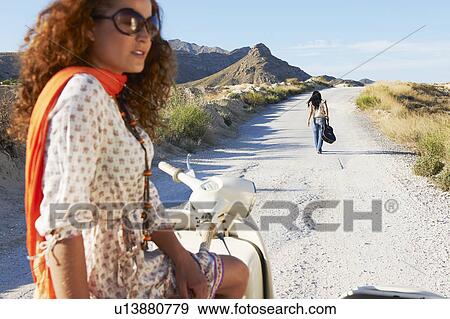 Women with motorbike and sidecar View Large Photo Image Stock Photo - Women with motorbike and sidecar. Fotosearch