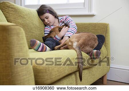 Young girl sleeping with her dog View Large Photo Image Stock Image - Young girl sleeping with her dog. Fotosearch
