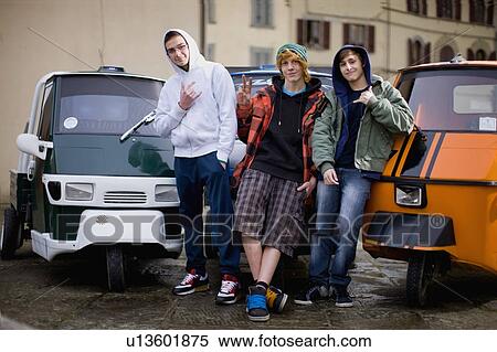 Stock Photography - Young moped riders. Fotosearch