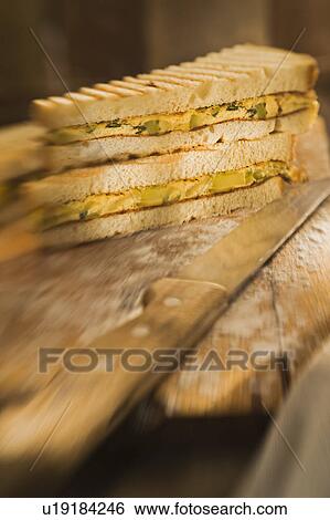 Stock Photograph - Zucchini omelett sandwich. Fotosearch