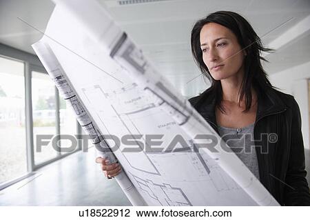 Architect looking at blue prints View Large Photo Image Stock Image - Architect looking at blue prints. Fotosearch