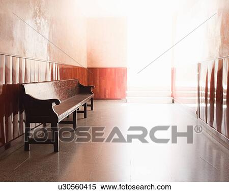 Bench in corridor View Large Photo Image Stock Photography - Bench in corridor. Fotosearch