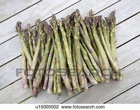 Bunch of asparagus on wood surface View Large Photo Image Stock Image - Bunch of asparagus on wood surface. Fotosearch