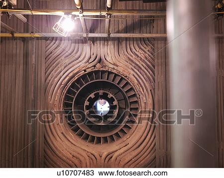 Stock Image - Coal burner in furnace in power station. Fotosearch