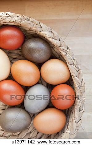 Easter eggs in basket View Large Photo Image Stock Image - Easter eggs in basket. Fotosearch