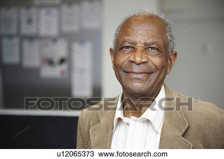 Stock Image - Elderly black man smiling. Fotosearch