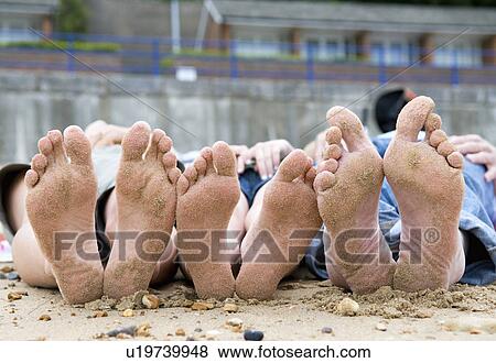 Families sandy feet on beach View Large Photo Image Stock Photo - Families sandy feet on beach. Fotosearch
