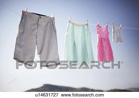 Stock Photo - Family washing line. Fotosearch