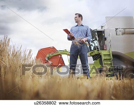 Farmer checking crop View Large Photo Image Stock Image - Farmer checking crop. Fotosearch