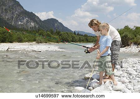 Free Time by the River in the Mountains View Large Photo Image Stock Photo - Free Time by the River in the Mountains. Fotosearch