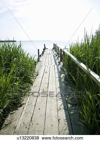 Jetty on edge of lake View Large Photo Image Stock Photo - Jetty on edge of lake. Fotosearch