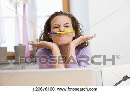 Stock Image - Joking woman. Fotosearch
