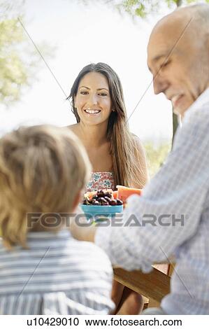 Stock Image - Multi-generational family picnic. Fotosearch