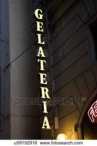Neon Ice Cream sign at night View Large Photo Image Stock Photograph - Neon Ice Cream sign at night. Fotosearch