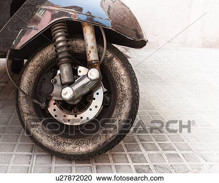 Old moped wheel View Large Photo Image Stock Image - Old moped wheel. Fotosearch